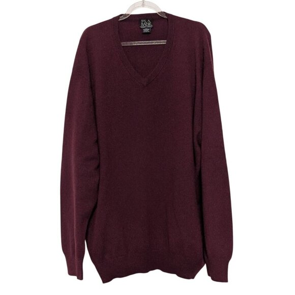Jos A Bank Travelers Collection 100% Cashmere Sweater Mens Size XXL Red V Neck - Picture 1 of 9
